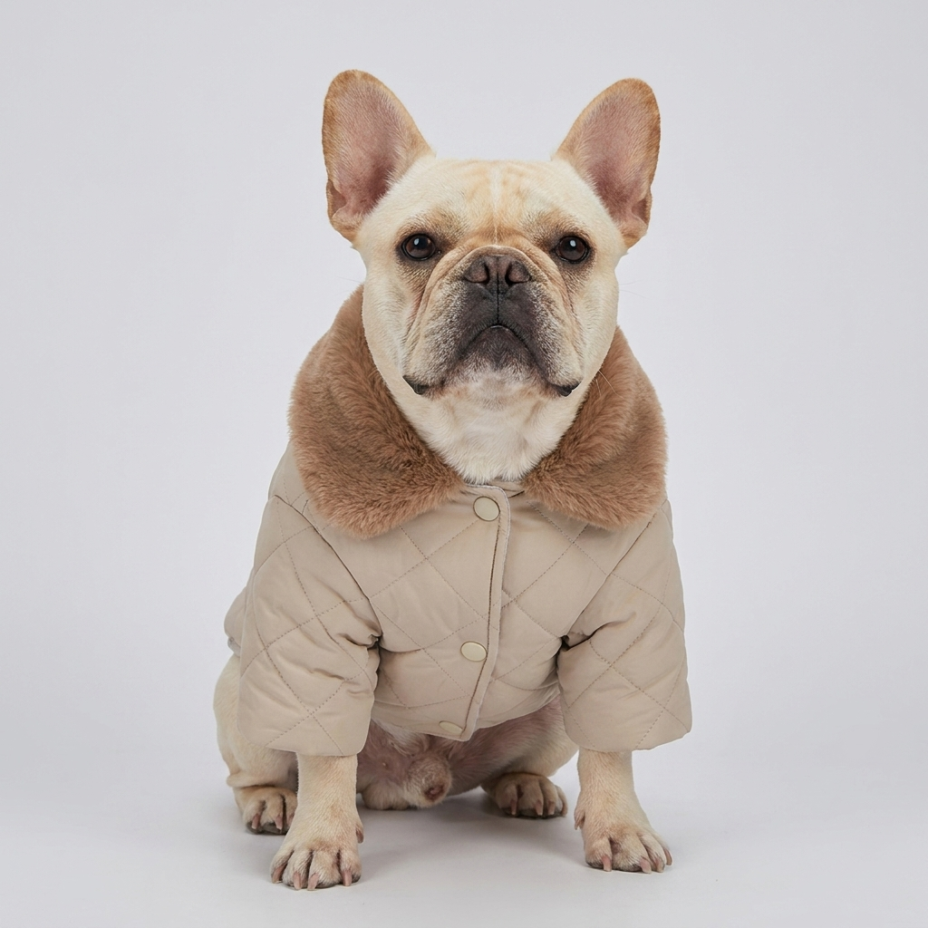 French Bulldog Luxury Faux Fur Collar Jumpsuit