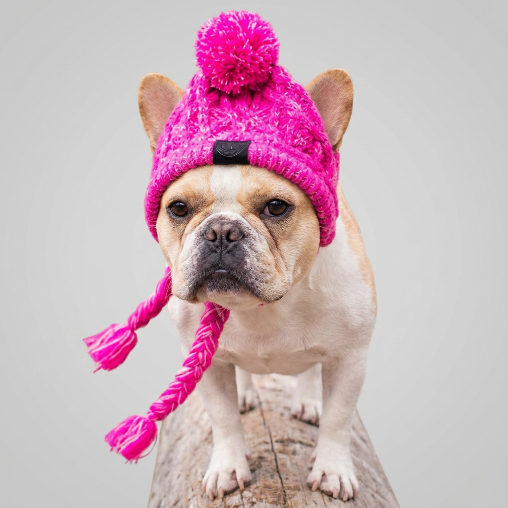 French Bulldog Windproof Woolen Winter Cap 2