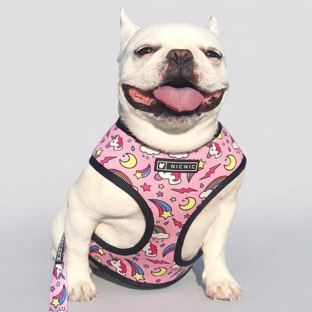 Floral French Bulldog Harness Leash Set 3