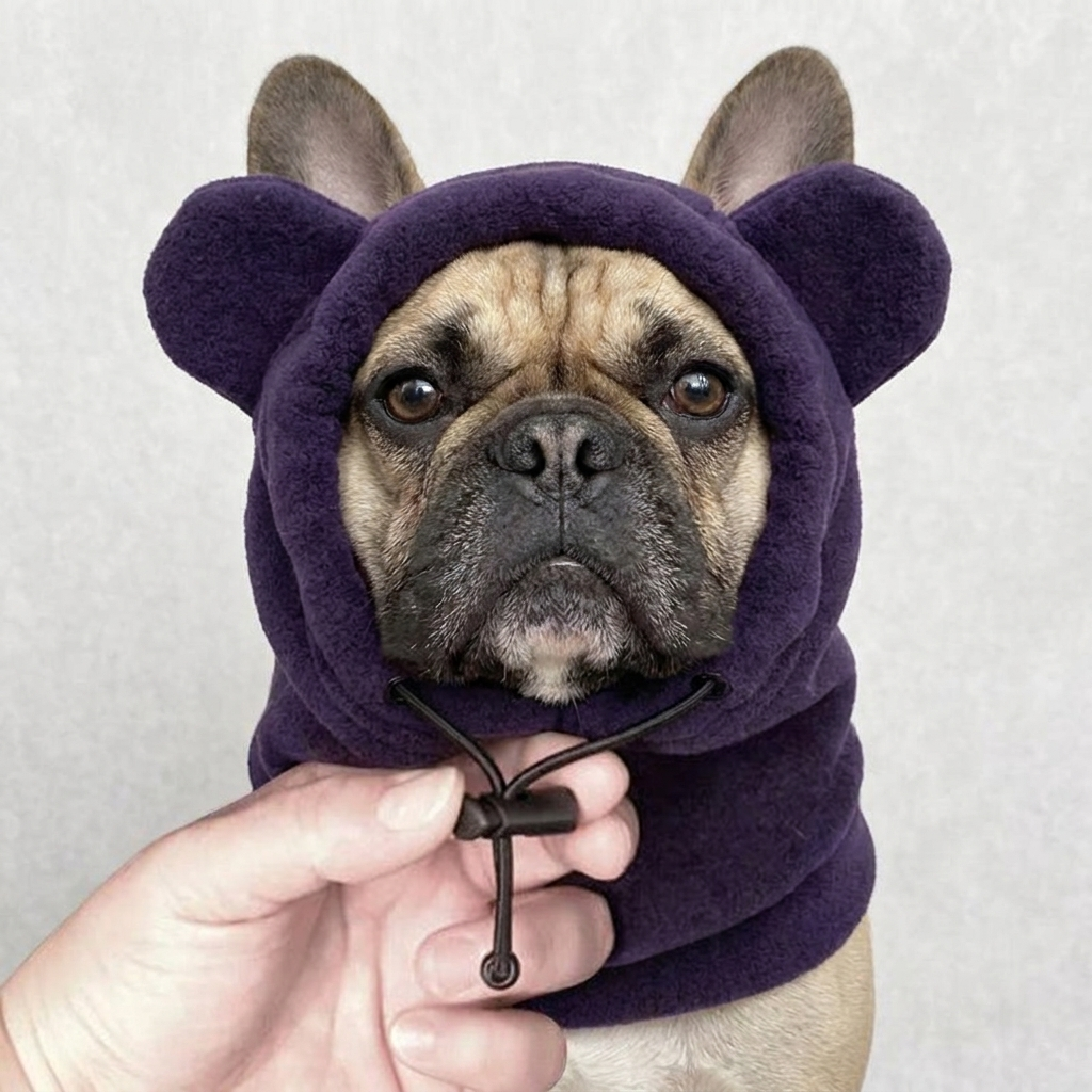 French Bulldog Warm Hat Adjustable Drawstring 3