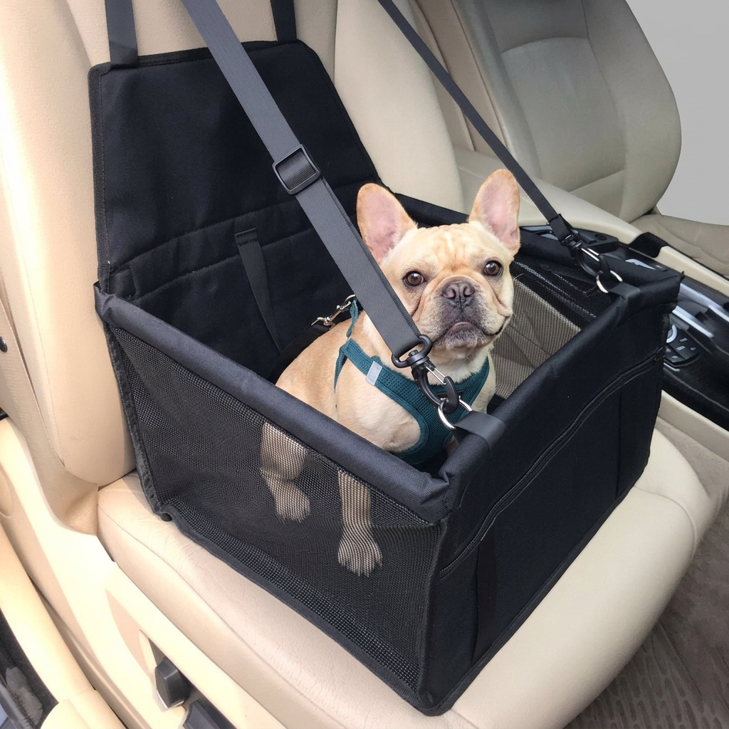 French Bulldog Seat Cover Car Folding Hammock 4