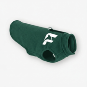 Dark sage stretch fleece vest for French Bulldogs with The Frenchie Shop logo