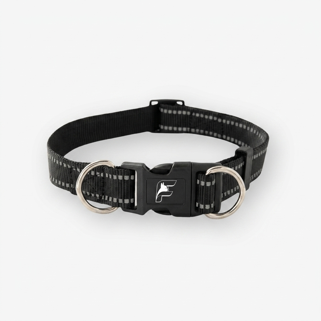Black Surge collar for French Bulldogs with The Frenchie Shop logo