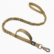 Camel tactical leash for French Bulldogs with The Frenchie Shop logo