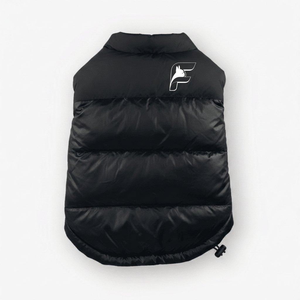 Black ThermaPuffer vest, back view