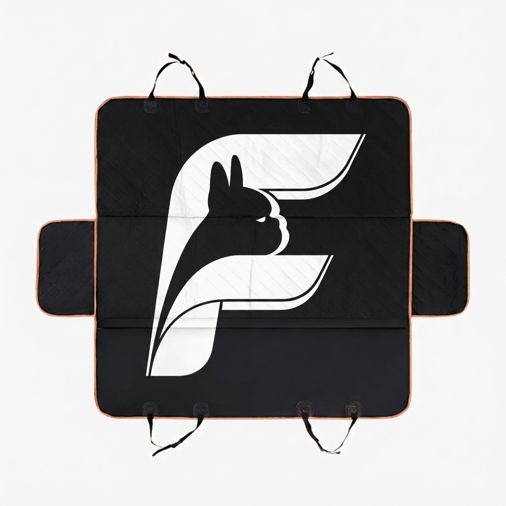 Car seat cover for dogs with The Frenchie Shop logo