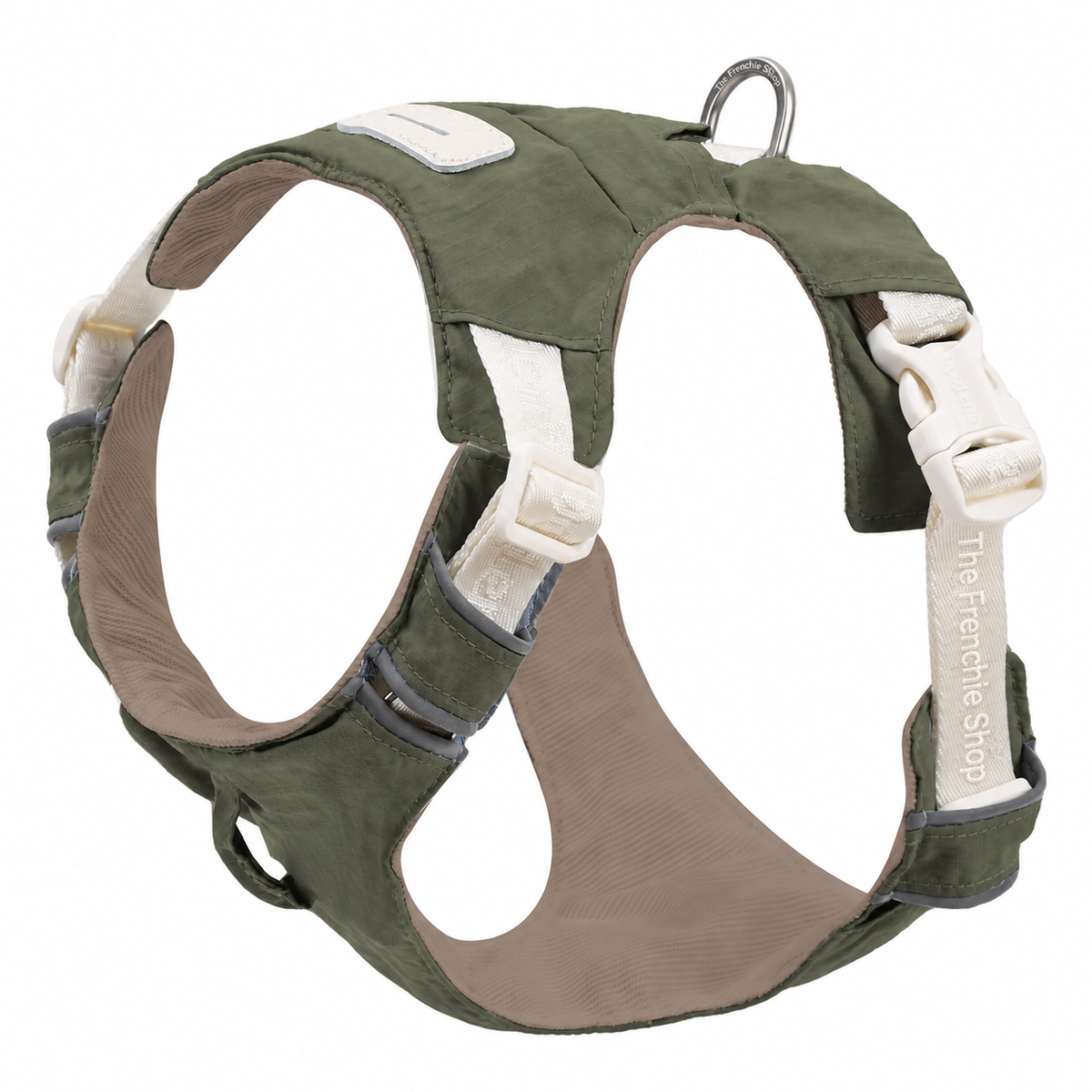 Lightweight French Bulldog Harness & Matching Leash — Olive – Harness product photo