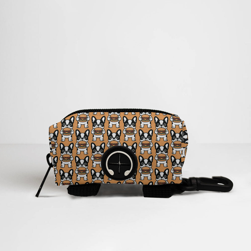 Burger Frenchie French Bulldog Poop Bag Holder — matching harness pattern