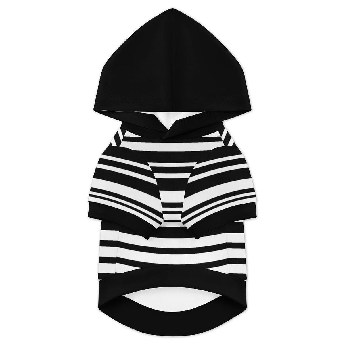Classic Black & White Stripe Matching French Bulldog Hoodie — front view