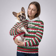 Holiday Holly Stripe Matching Owner Hoodie — Frenchie matching look