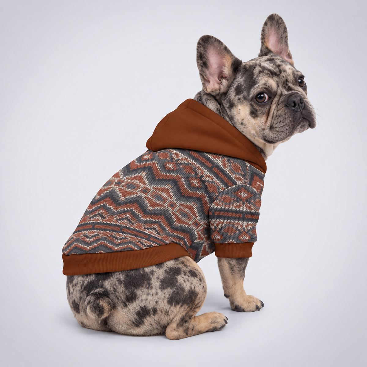 Rustic Nordic Knit French Bulldog hoodie