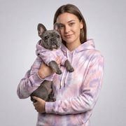 Pastel Swirl Tie-Dye matching human and French Bulldog hoodies