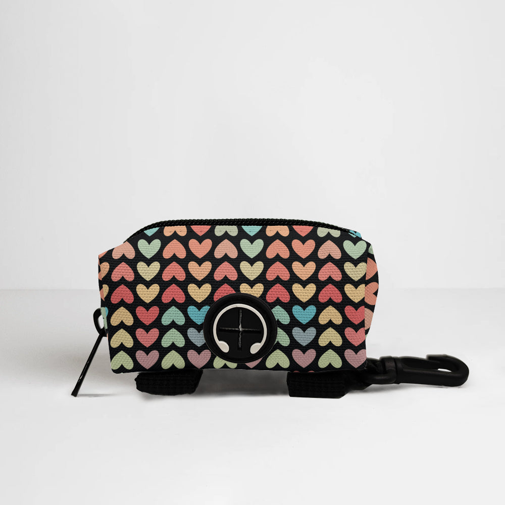 Pastel Hearts French Bulldog Poop Bag Holder — matching harness pattern