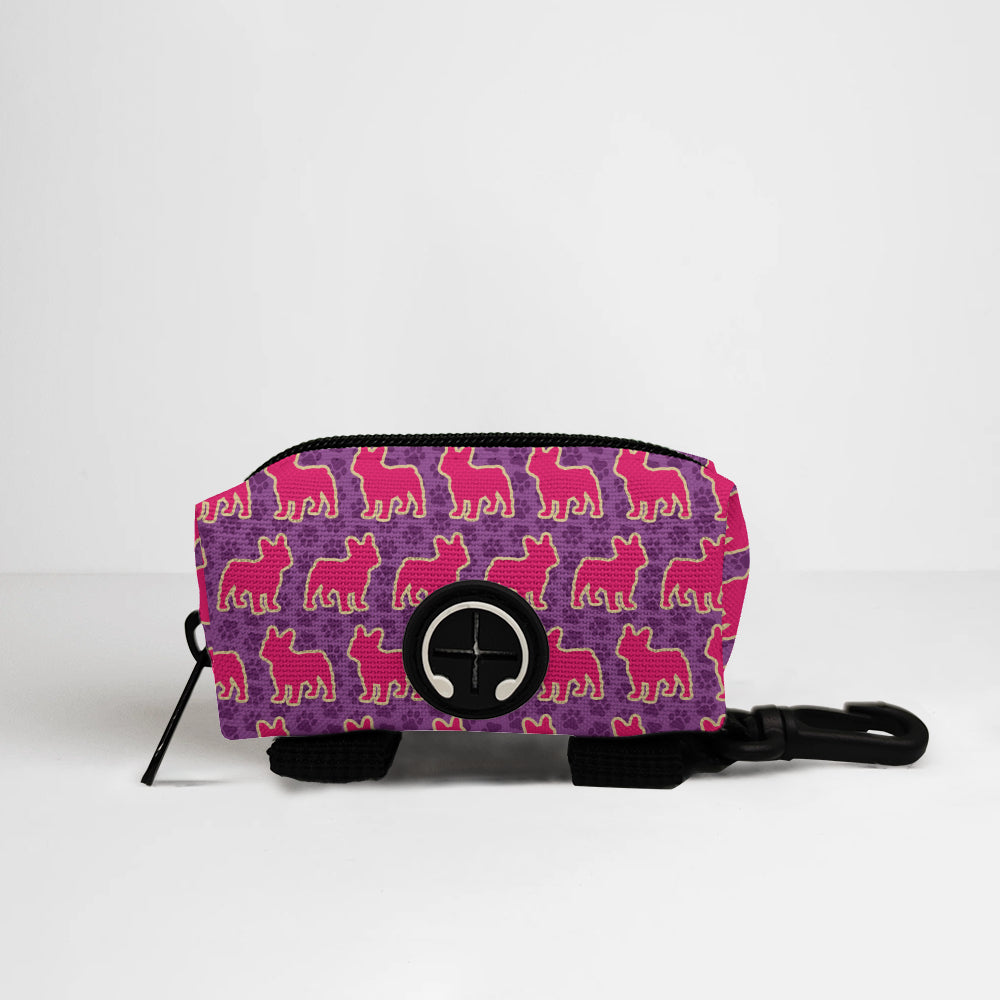 Pink Frenchie Pop French Bulldog Poop Bag Holder — matching harness pattern