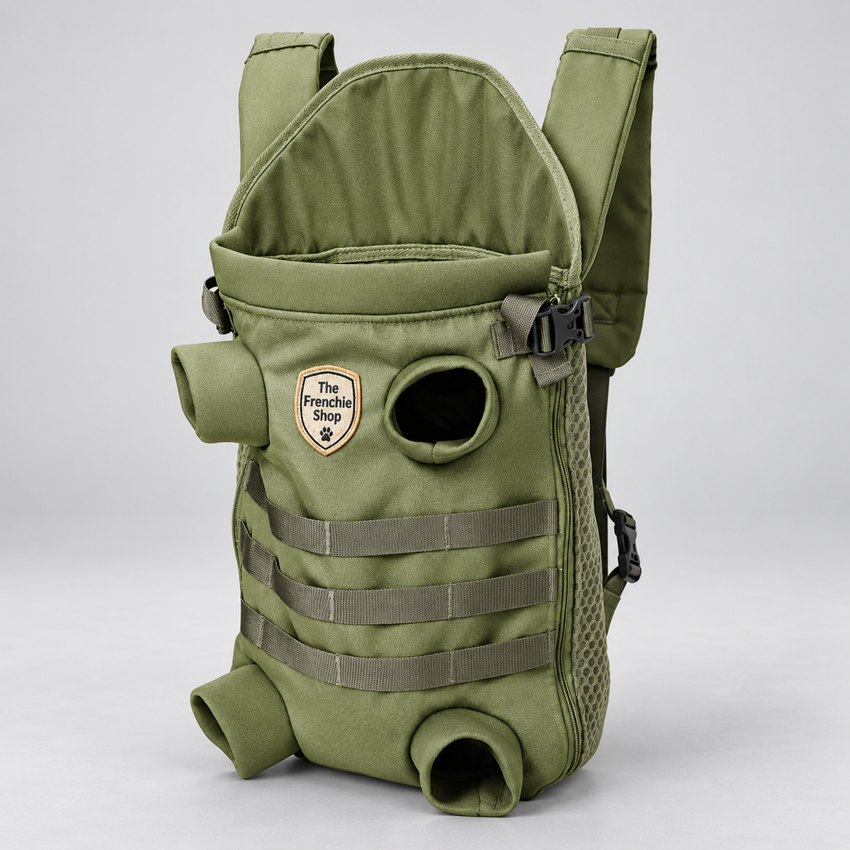 Medium French Bulldog Backpack Carrier — Green studio photo