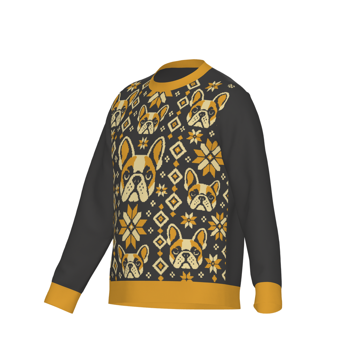 Charcoal and gold Nordic Frenchie knit sweater product view 2