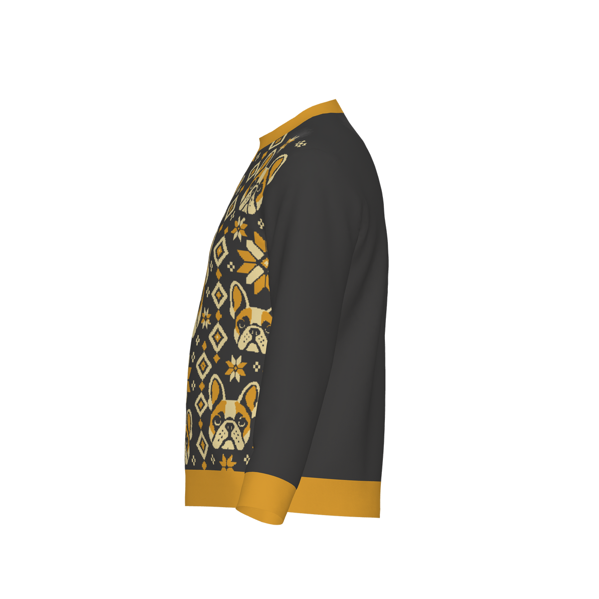Charcoal and gold Nordic Frenchie knit sweater product view 3