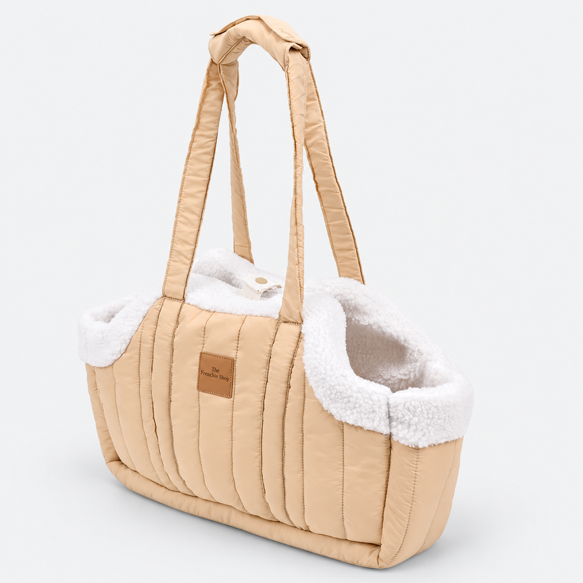 Open-Top Winter French Bulldog Carrier Bag — Beige product photo