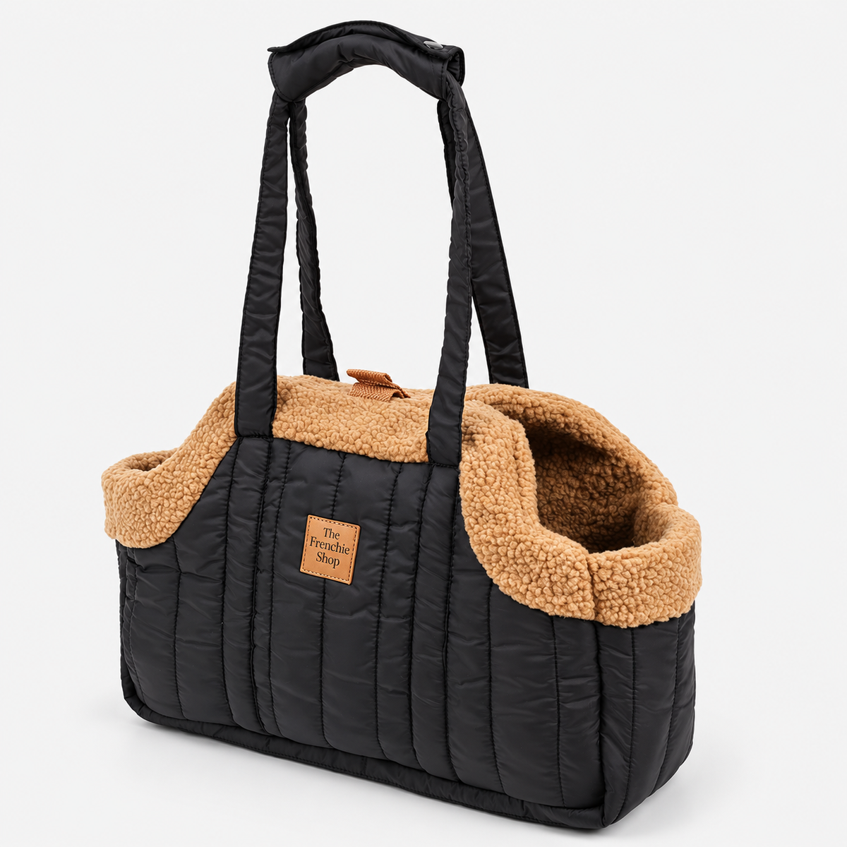 Open-Top Winter French Bulldog Carrier Bag — Black product photo