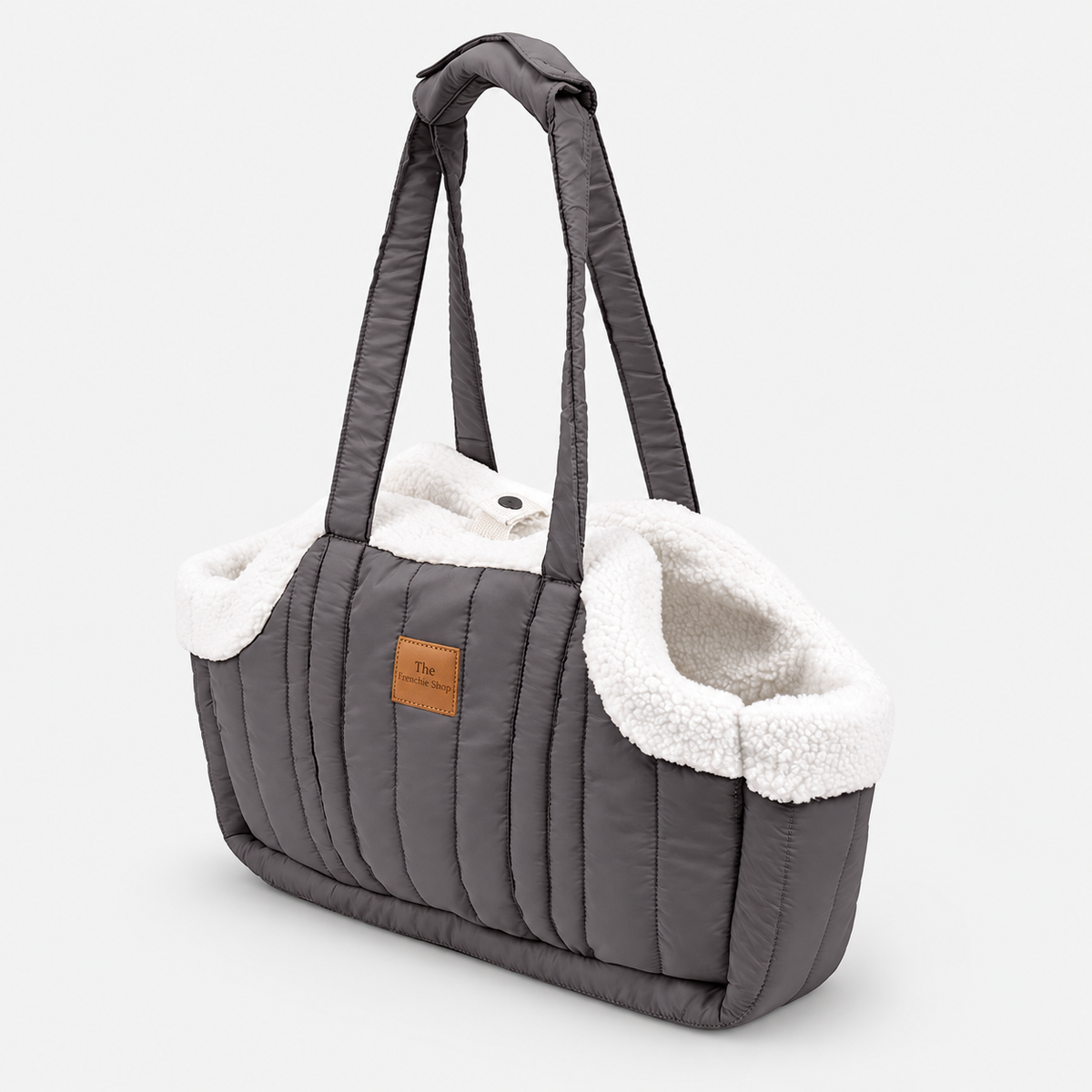 Open-Top Winter French Bulldog Carrier Bag — Grey White product photo