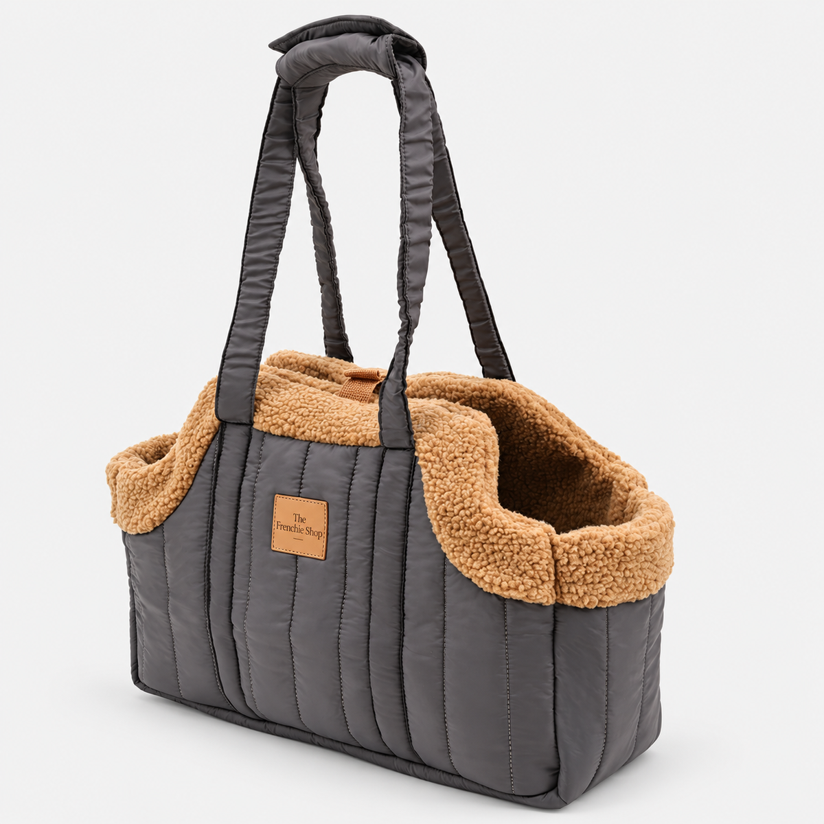 Open-Top Winter French Bulldog Carrier Bag — Grey product photo
