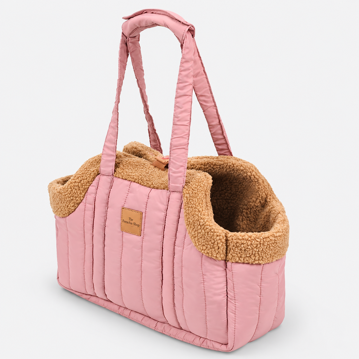 Open-Top Winter French Bulldog Carrier Bag — Pink product photo