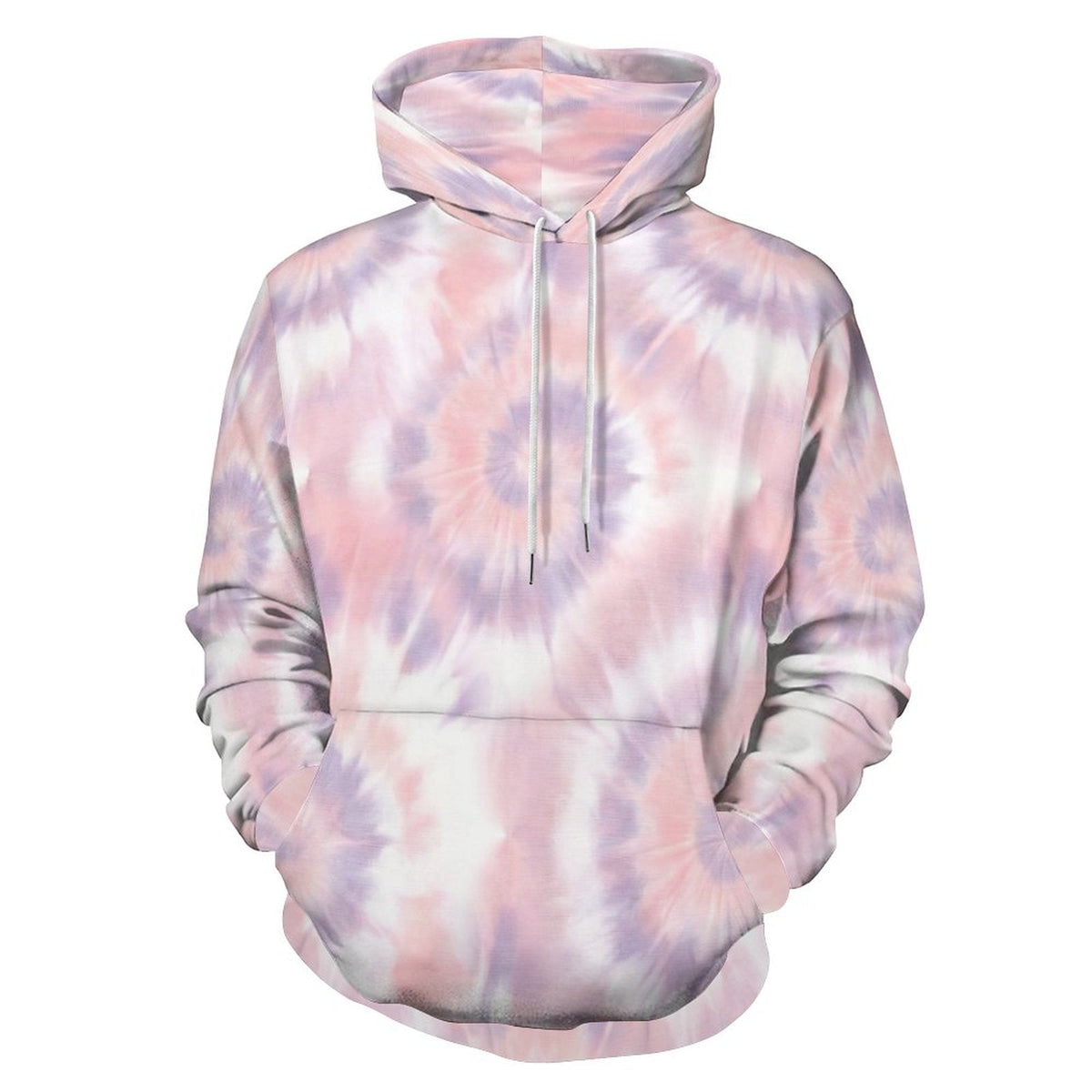 Pastel Swirl Tie-Dye Matching Human Hoodie original garment front view