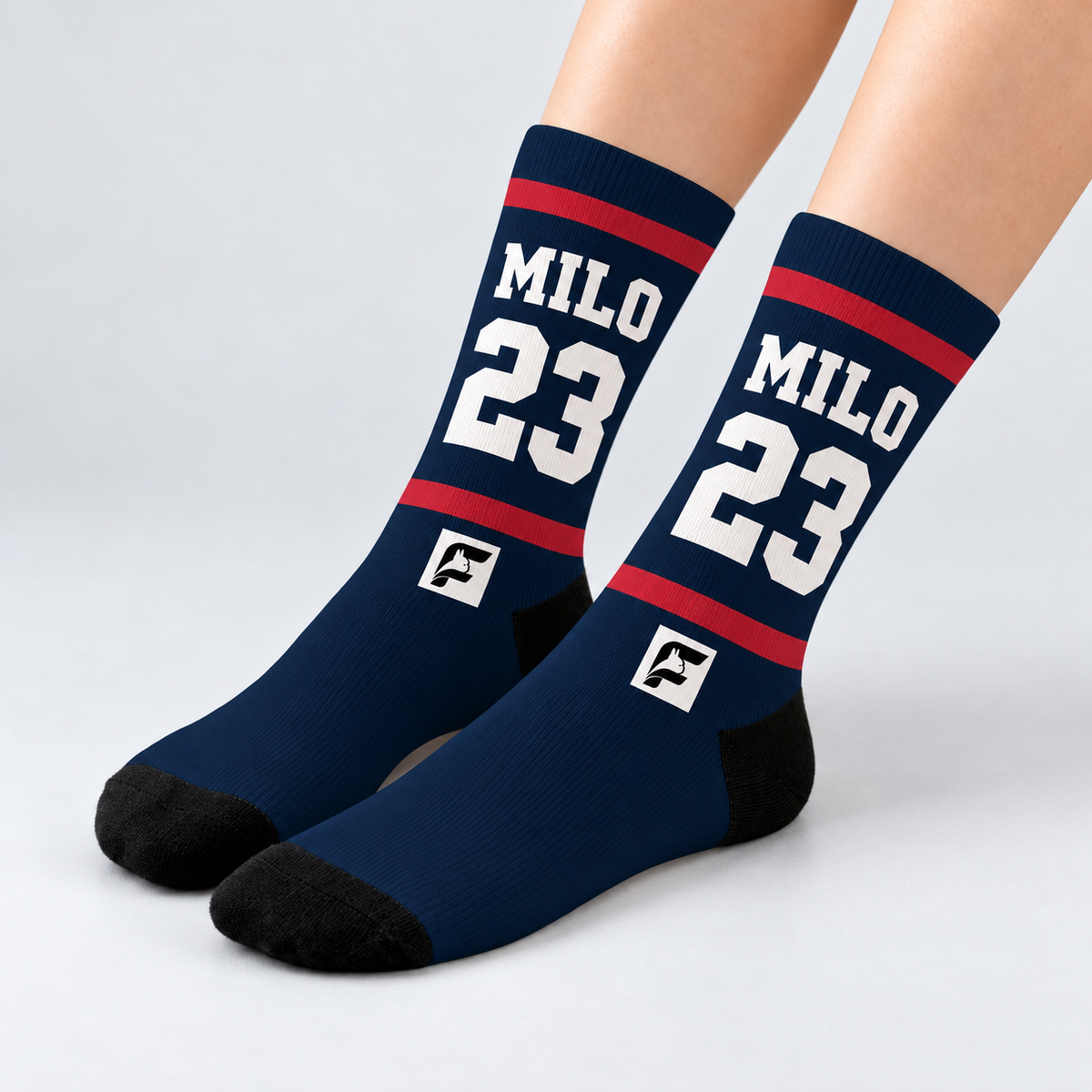 Sample varsity personalized crew socks