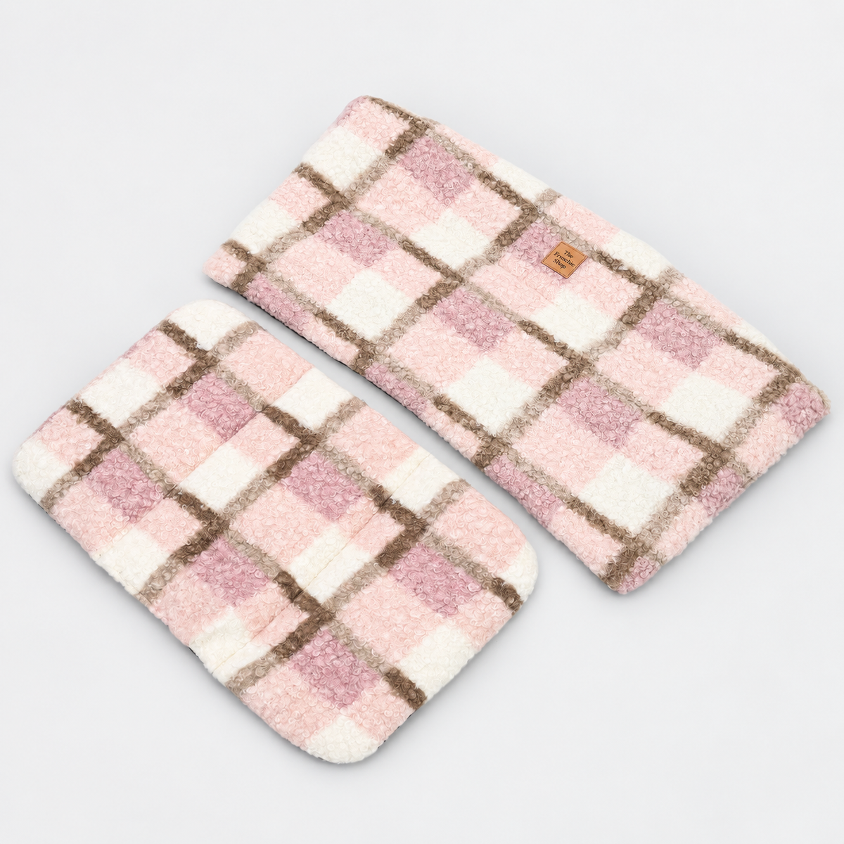 Plaid French Bulldog Stroller Cushion & Surround Pad — Pink S product photo