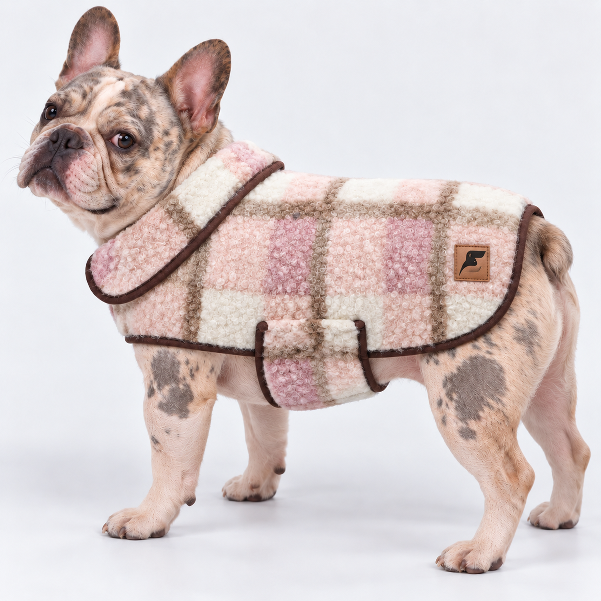 Plaid French Bulldog Winter Vest — Pink product photo