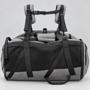 Resting Horizontal French Bulldog Backpack Carrier — Grey studio photo
