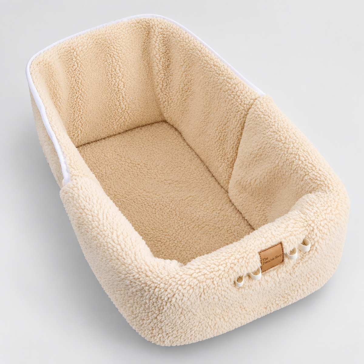 Reversible French Bulldog Stroller Cooling and Warm Pad — Beige Fleece studio photo