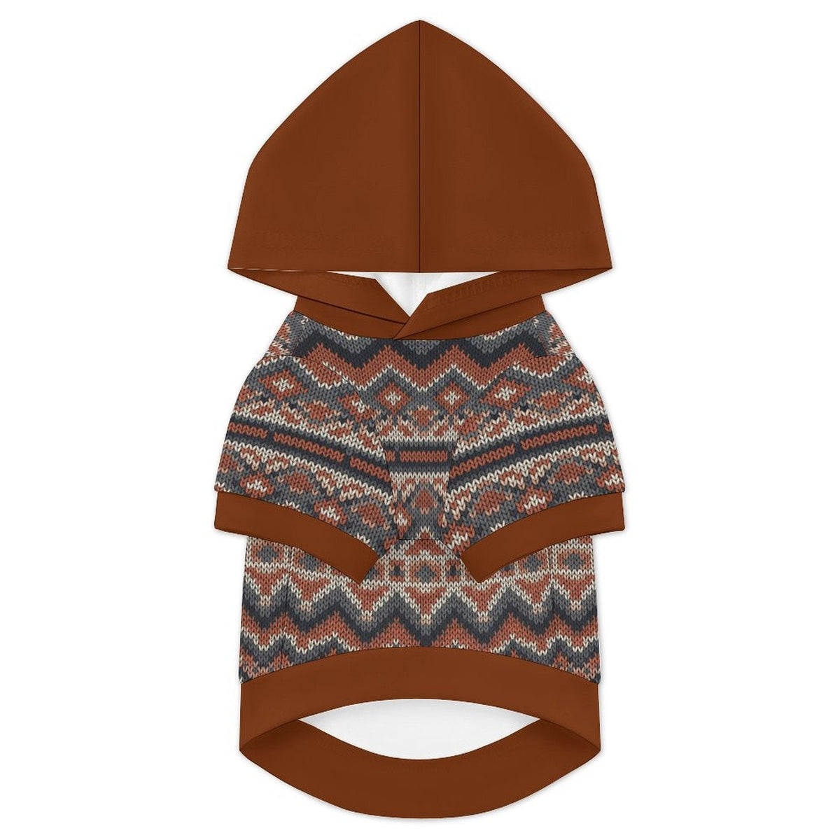 Rustic Nordic Knit Matching French Bulldog Hoodie original garment front view