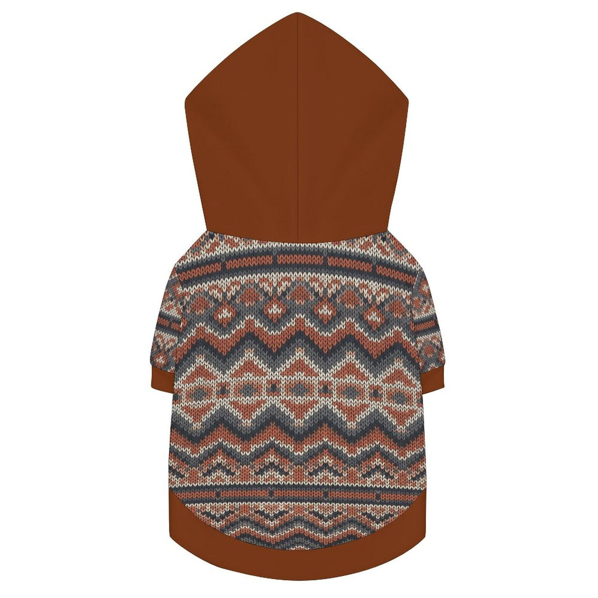 Rustic Nordic Knit Matching French Bulldog Hoodie original garment back view