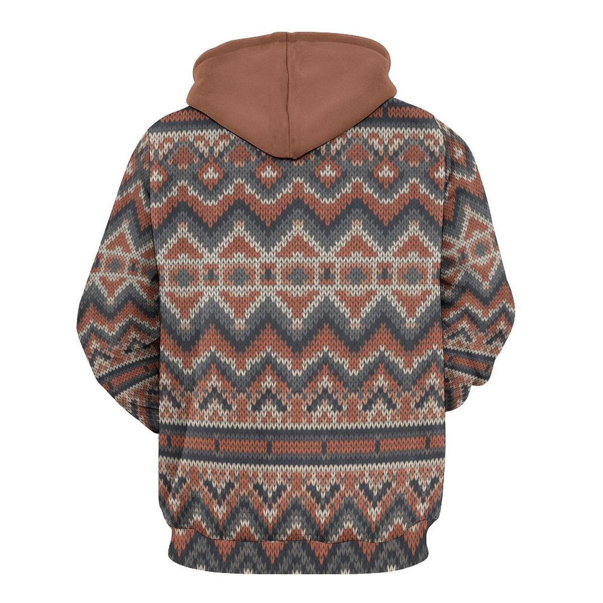 Rustic Nordic Knit Matching Human Hoodie original garment back view