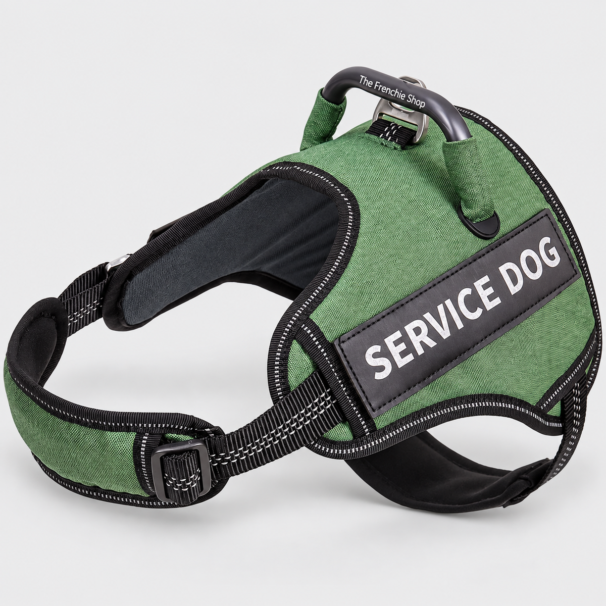 Saddle-Style French Bulldog Harness — Green product photo