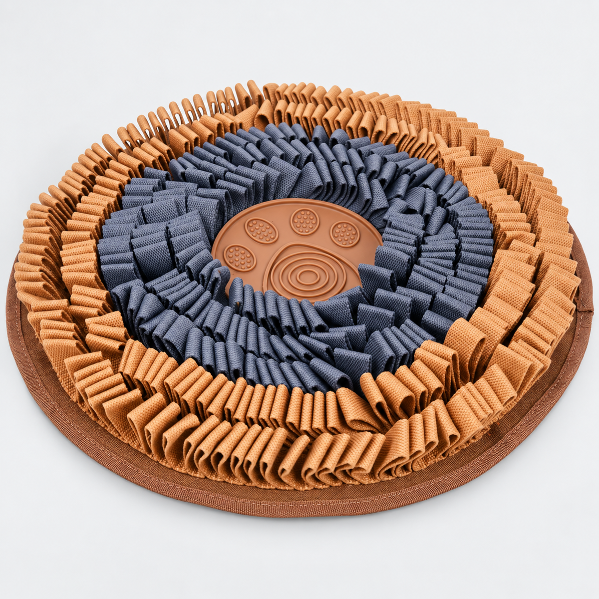 Snail French Bulldog Snuffle Mat — Grey Brown Round Mat product photo
