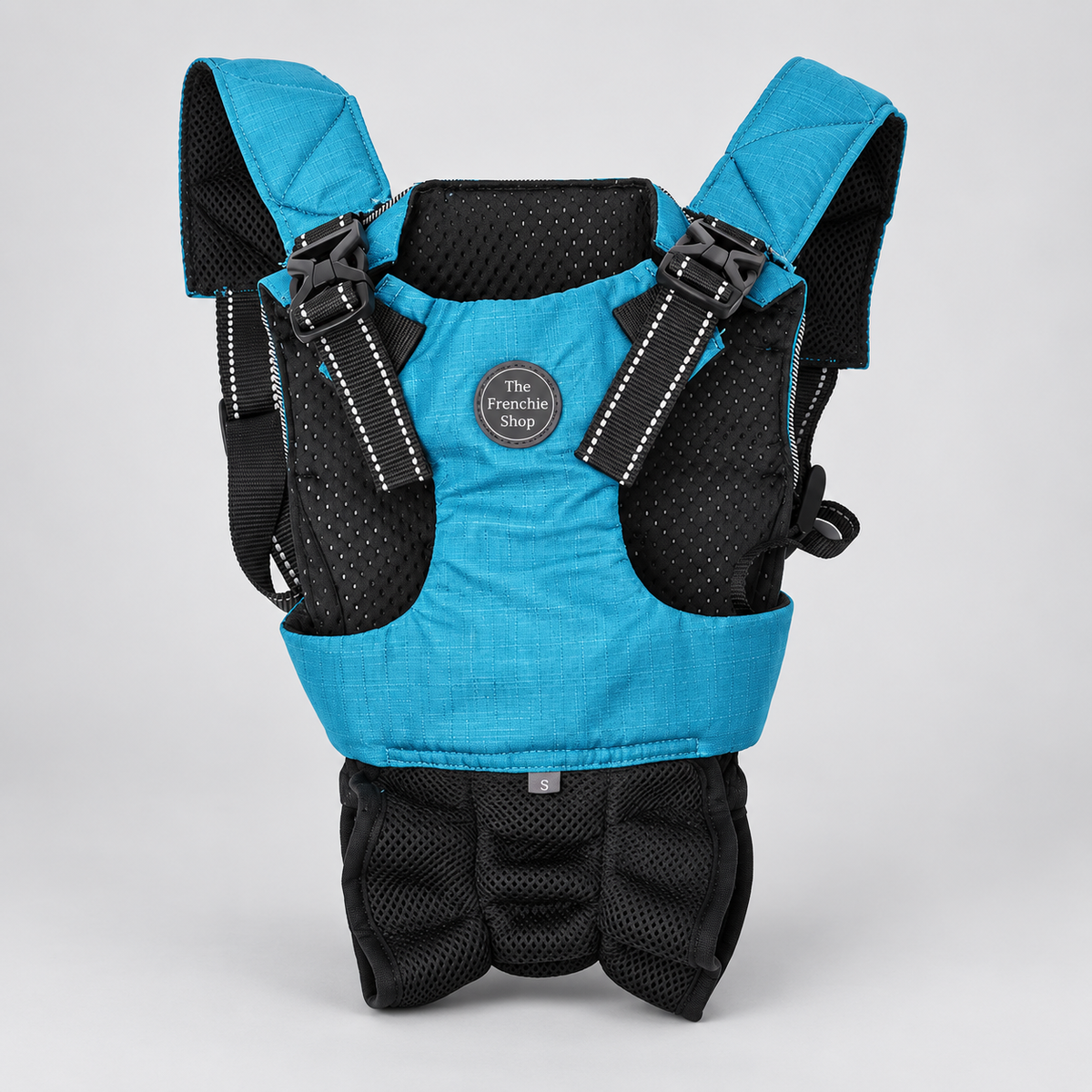 Stretch Mesh French Bulldog Backpack Carrier — Blue studio photo