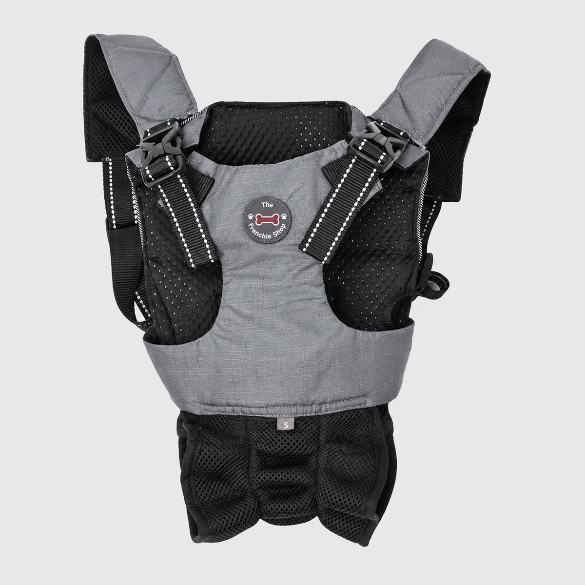 Stretch Mesh French Bulldog Backpack Carrier — Grey product photo