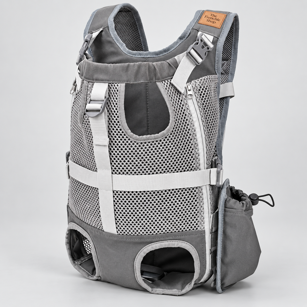 Tactical Front French Bulldog Backpack Carrier — Grey studio photo