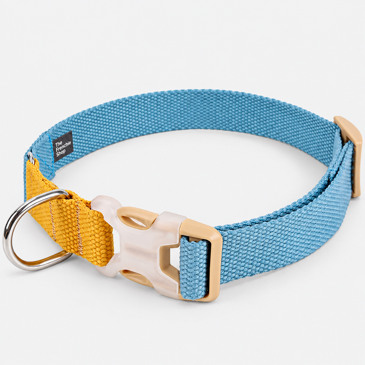 Two-Tone French Bulldog Collar & Leash — Brown Blue Collar product photo