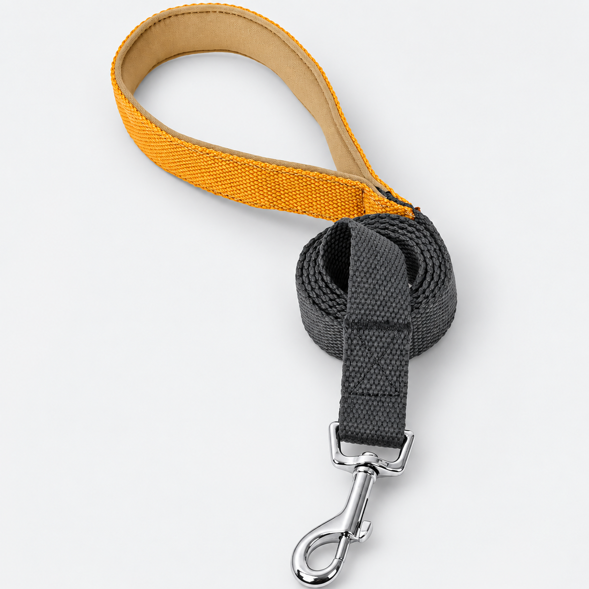 Two-Tone French Bulldog Collar & Leash — Brown Grey Leash product photo