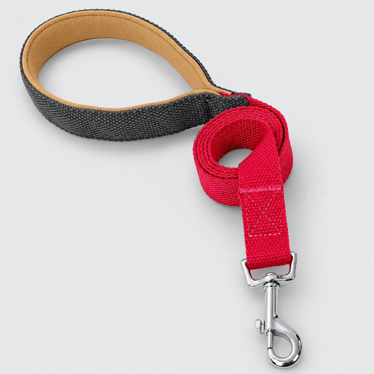 Two-Tone French Bulldog Collar & Leash — Burgundy Grey Leash product photo