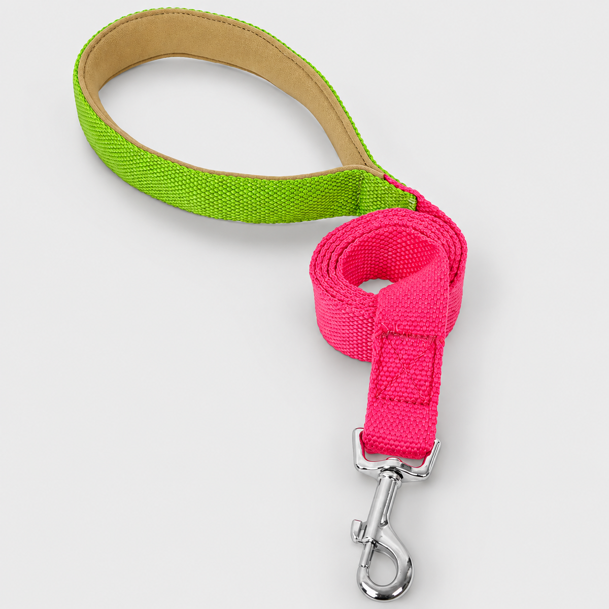Two-Tone French Bulldog Collar & Leash — Green Magenta Leash product photo