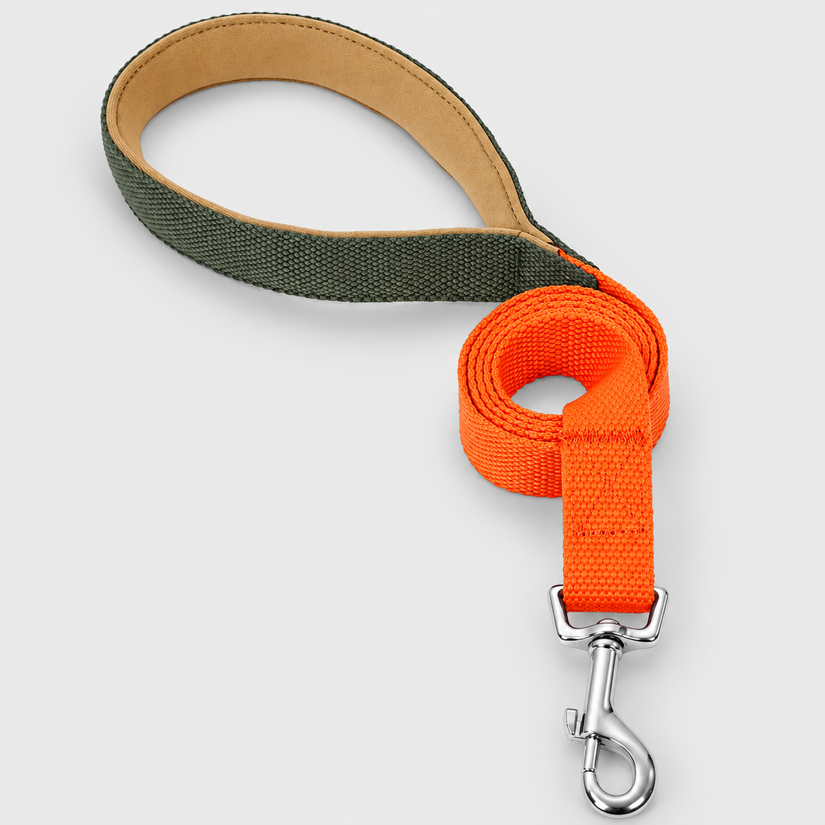 Two-Tone French Bulldog Collar & Leash — Green Orange Leash product photo
