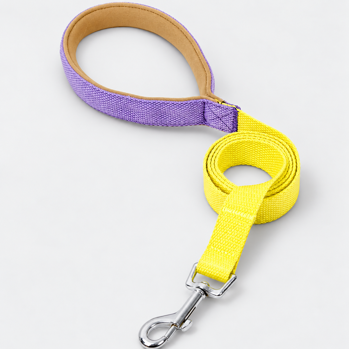 Two-Tone French Bulldog Collar & Leash — Purple Yellow Leash product photo