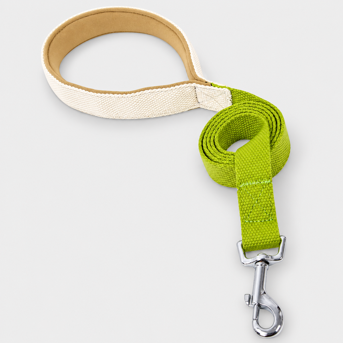 Two-Tone French Bulldog Collar & Leash — White Green Leash product photo