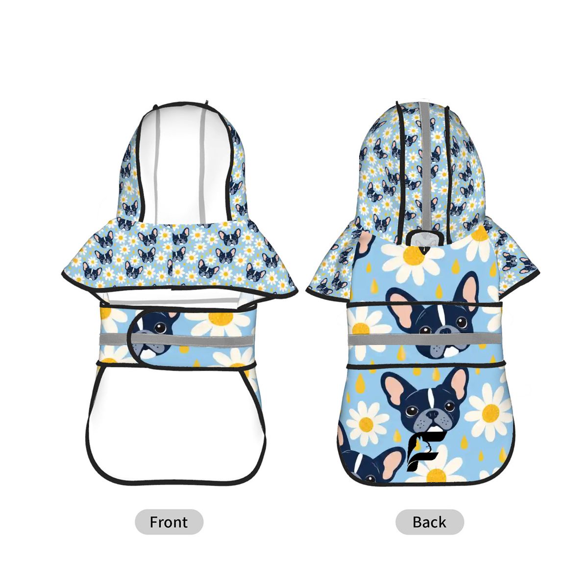 Daisy Drizzle French Bulldog raincoat product mockup