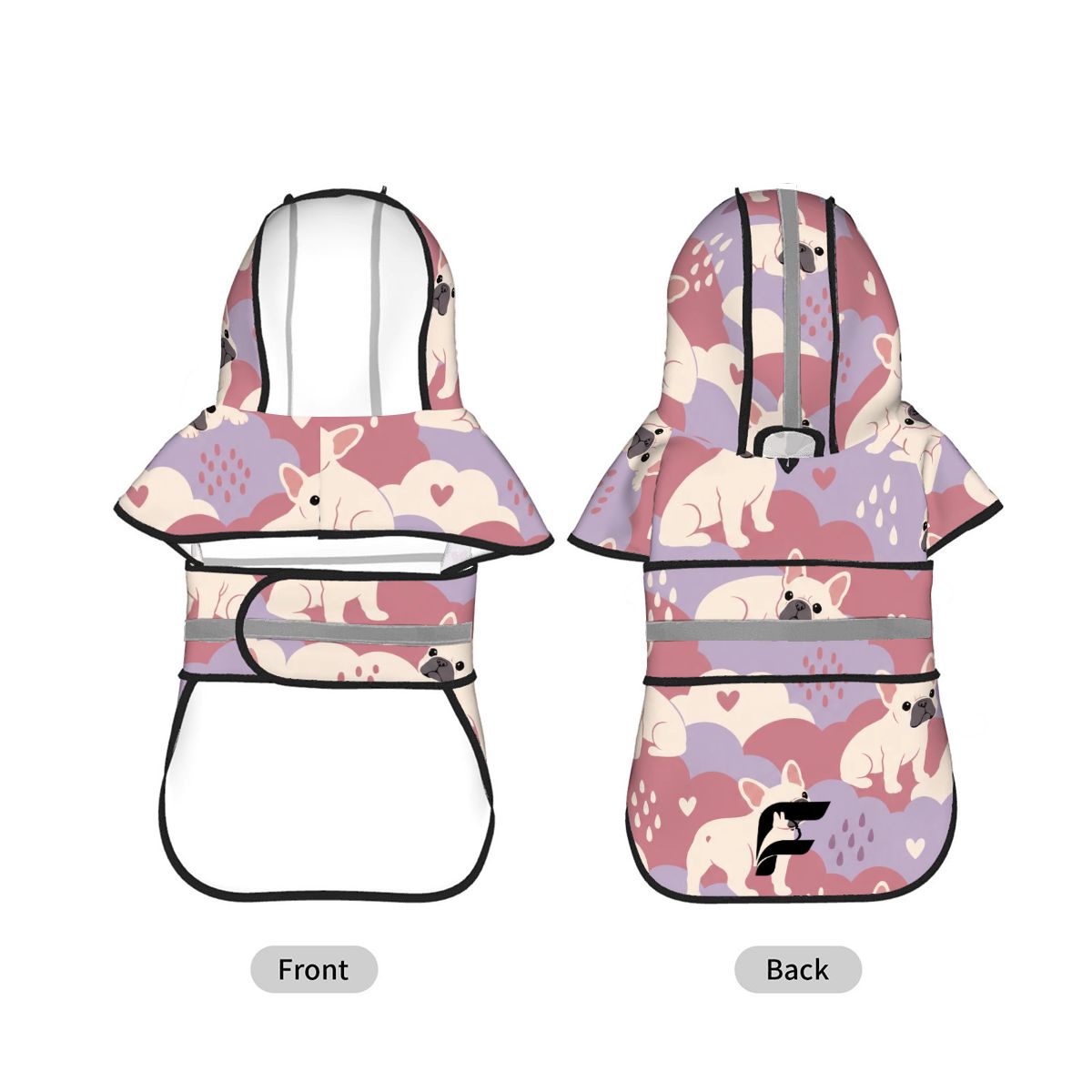 Rose Cloud French Bulldog raincoat product mockup