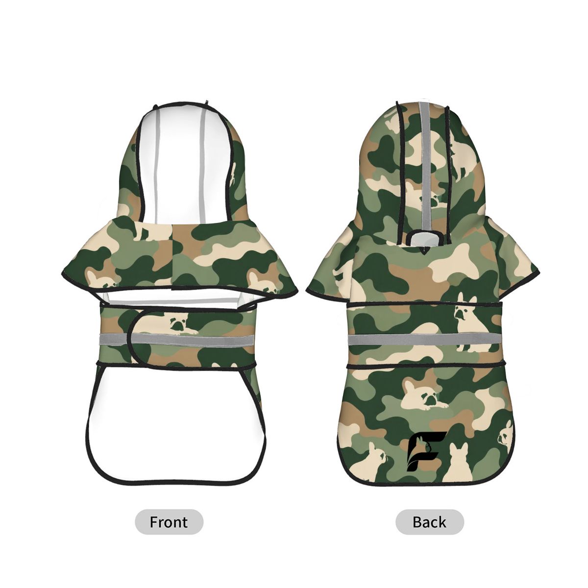 Forest Puddle French Bulldog raincoat product mockup